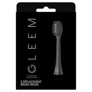 Gleem 2 Replacement Brush Heads Black Electric Toothbrush Soft Adult & Child 3+